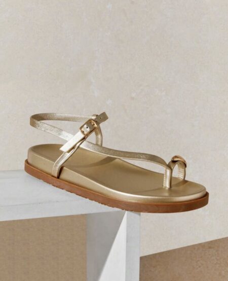 Tendances SOFA Femmes Sandales plates confortables en métal doré pour vos sorties en Jour P: 35,36,37,38,39,40 